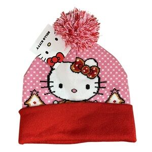 Hello Kitty Hat Gingerbread Pom Beanie Christmas Hat